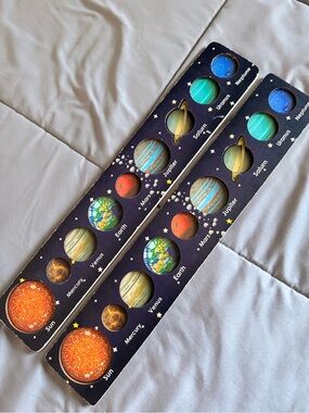 Solar System Planet Puzzle Set of 2- Pair - Colorful Space Design